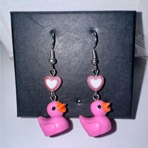 pink rubber duck earrings